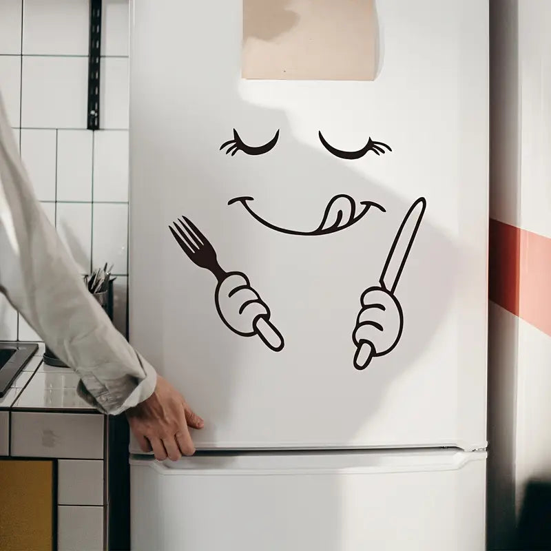 Fork & Knife With Smiley Face – Beautiful Kitchen Wall Decal