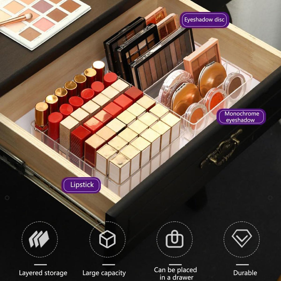 Acrylic Cosmetic Storage Display Boxes, Makeup Organizer 7-Compartment Storage For