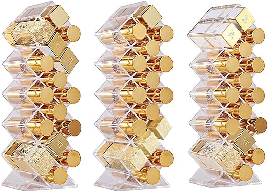 3 Pack Fish Shape Lipstick Holder Organizer Tower, 48 Spaces Acrylic Lipsticks Organizers
