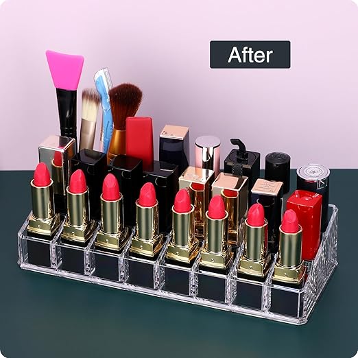 Lipstick Organizer for Vanity,Acrylic Clear Chapstick Lip Gloss Balm Roller Ball Bottle