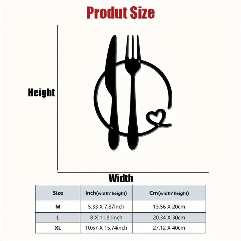 Fork and Knife Wall Art with Heart Accent – Kitchen Wall Decor