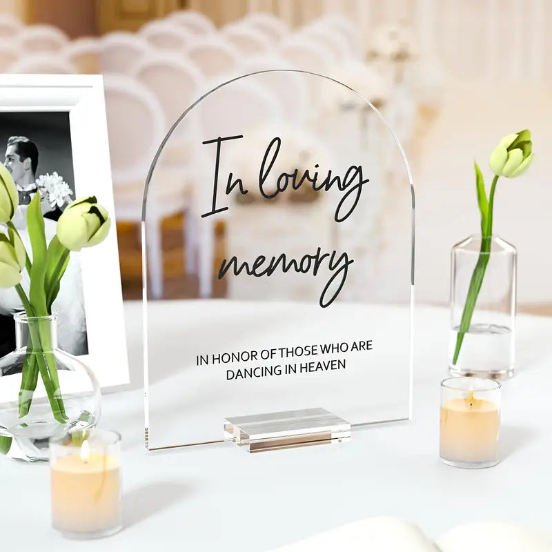 Blank Acrylic Sign with Stand, Arch Transparent Table Number Sign, DIY Wedding Table Menu