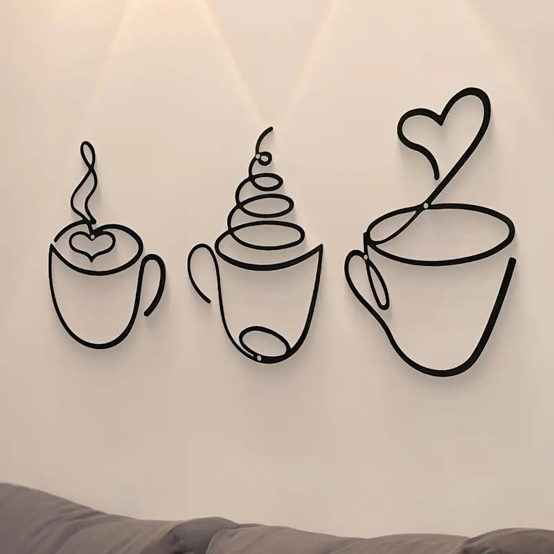 Coffee Cups With Heart – Beautiful Kitchen Wall Decal – for Gifting