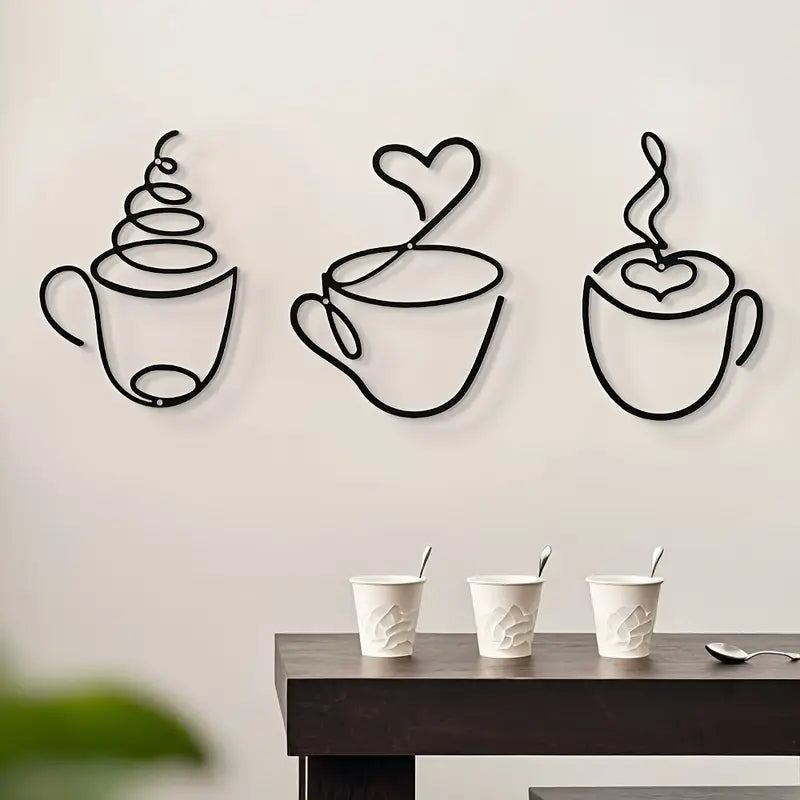 Coffee Cups With Heart – Beautiful Kitchen Wall Decal – for Gifting