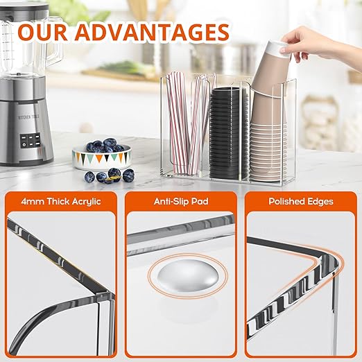 Clear Acrylic Coffee Cup and Lid Organizer