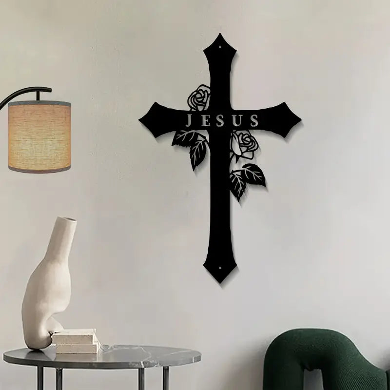 Jesus Cross With Roses – Christian Home – Christmas & Baptism – Church & Home