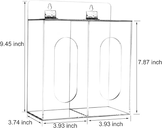 Acrylic Glove Dispenser Box Holder with Lid, Double Hairnet & Shoe Cover Dispenser