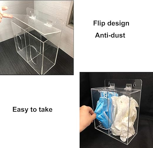 Acrylic Glove Dispenser Box Holder with Lid, Double Hairnet & Shoe Cover Dispenser