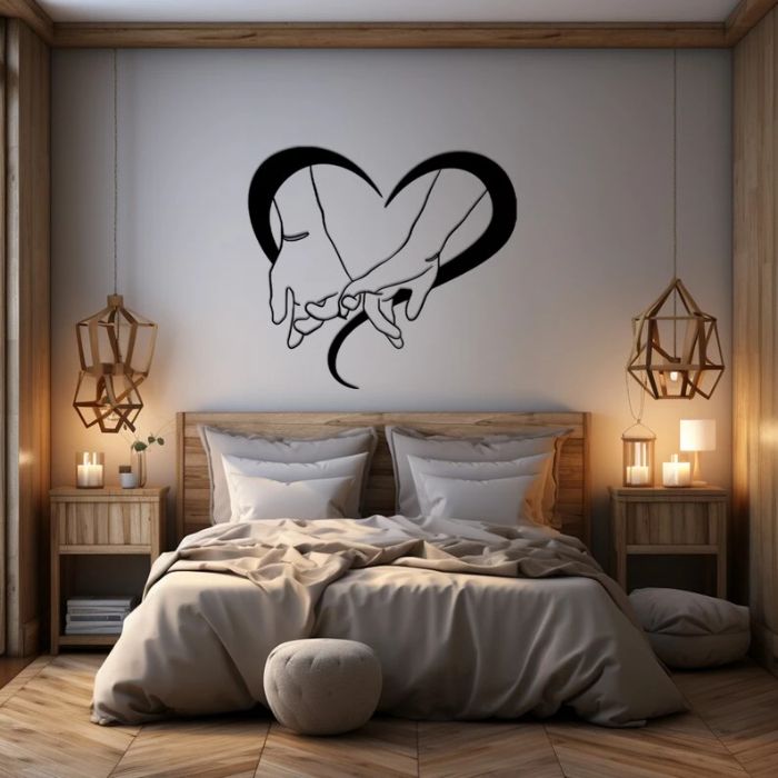 Holding Hands Acrylic Line Art – Minimalist Couple Wall Decor (30cm)