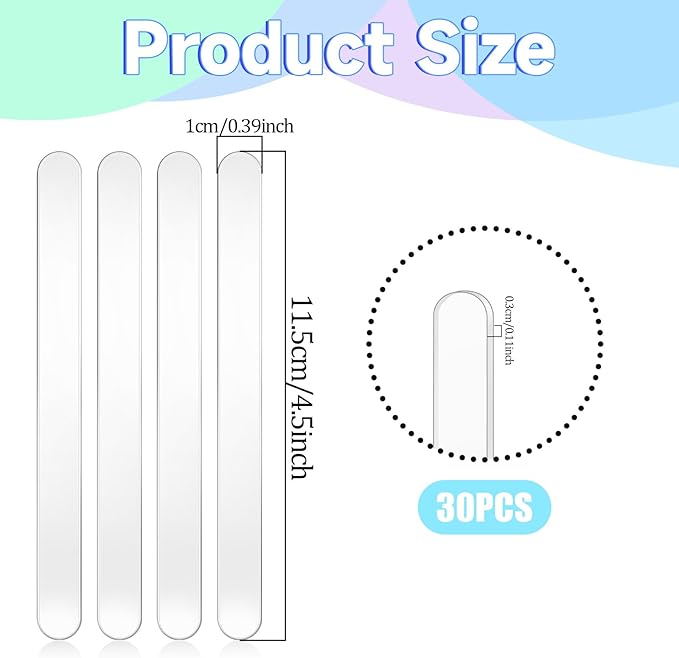 30 Pcs Clear Acrylic Sticks