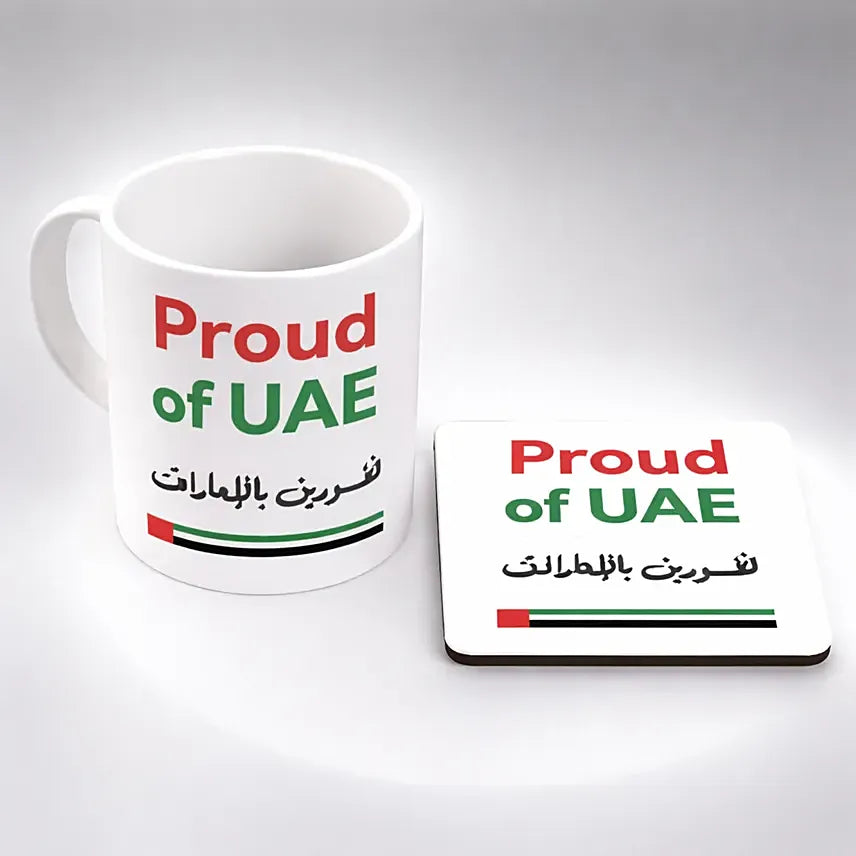 Premium Proud of UAE Coffee Mug – Classic Typographic Design