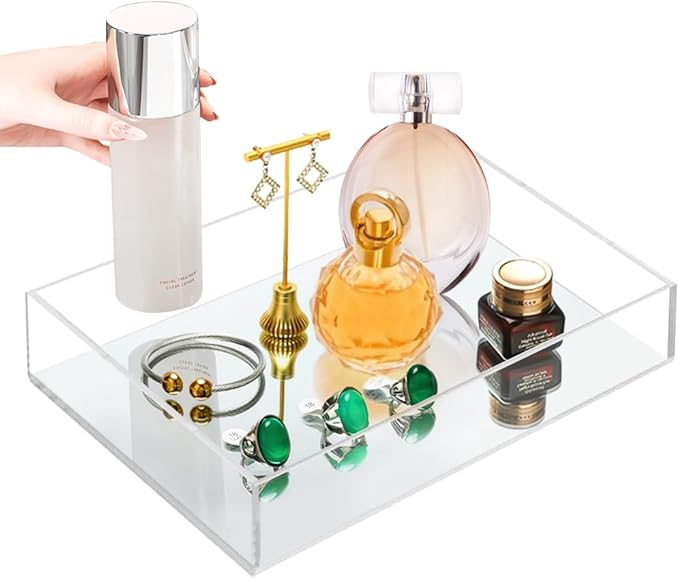Vanity Tray, Multifunctional Bathroom Decorative Tray with Smooth Mirror Home Décor