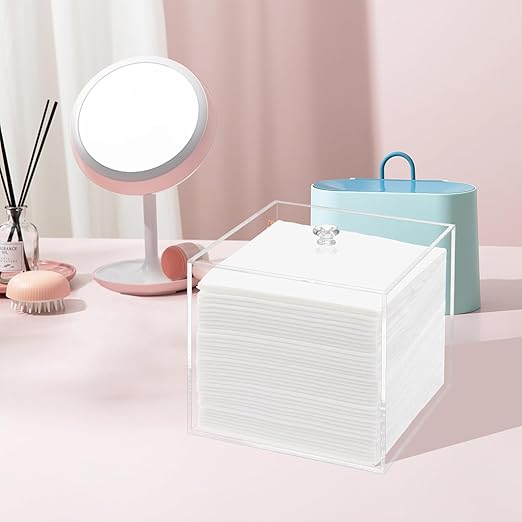 Disposable Face Towel Holder, Facial Towelettes Container Box, Acrylic Box for Facial