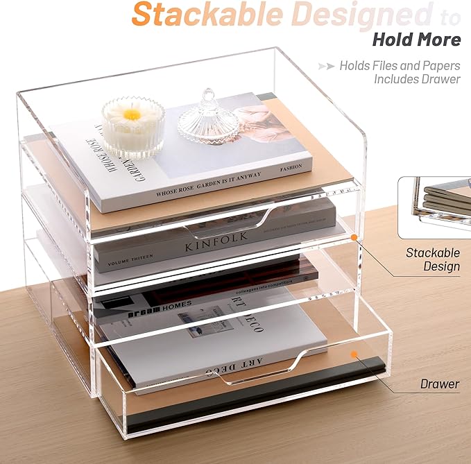 Acrylic Desk Organizer with Drawer