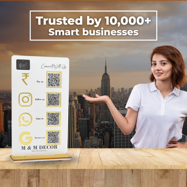 4 QR Digital Premium Standee Vertical Black Gold UAE