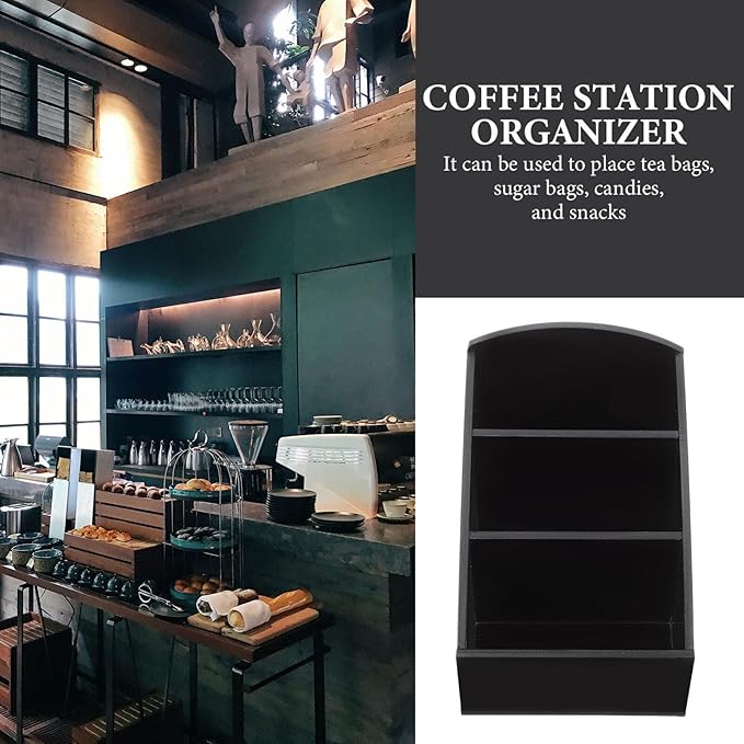 Coffee Station Organizer Tea Storage Box, Made of Acrylic with 3 Compartments, Hotel Tea