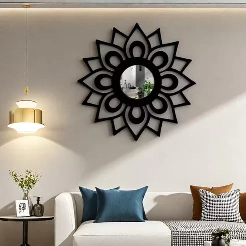 Sunflower Wooden Wall Mirror Art