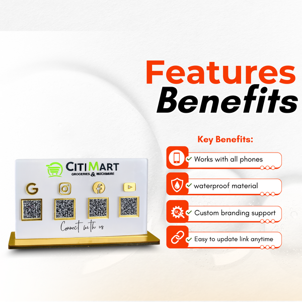 3-in-1 White Colour QR Standee with Payment QR