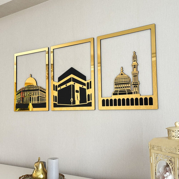 Masjid Al-Haram Islamic Wall Art Kaaba Masjid An-Nabawi Masjid Al Aqsa - Acrylic Wood Wall Art