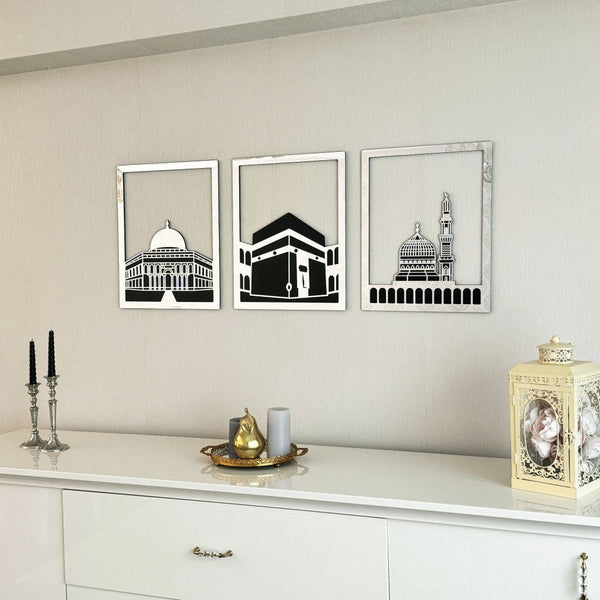 Masjid Al-Haram Islamic Wall Art Kaaba Masjid An-Nabawi Masjid Al Aqsa - Acrylic Wood Wall Art