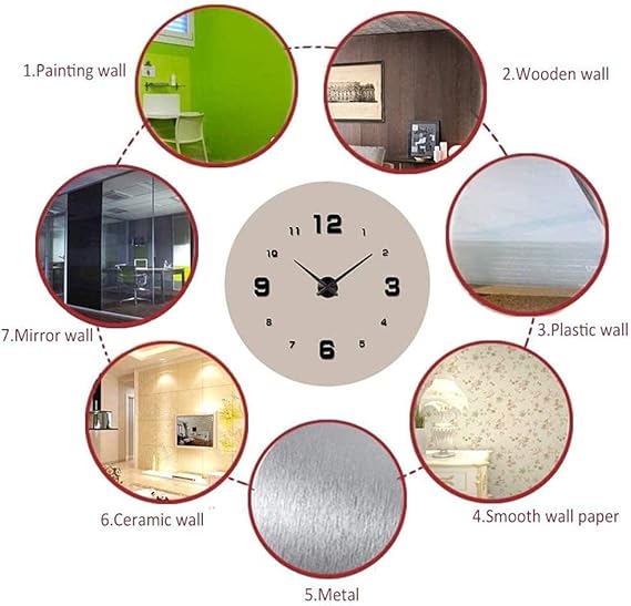 3D Wall Clock, Frameless Wall Clock DIY Wall Decoration, 3D Roman Number Wall Clock Home