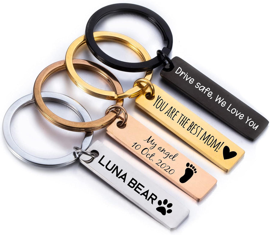 Custom Engraved Personalized Keychain for Him Her