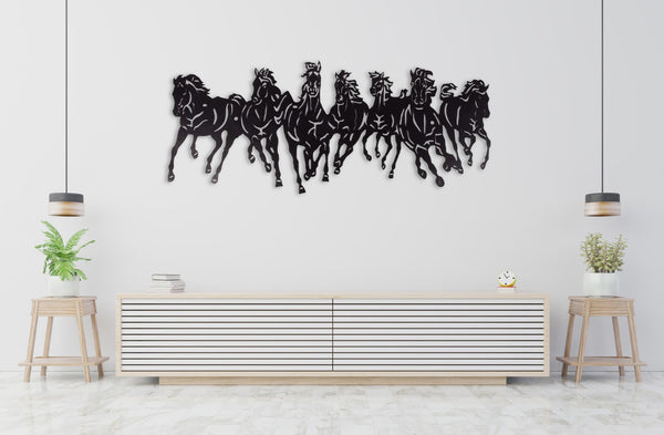 7 HORSE RUNNING METAL WALL ART