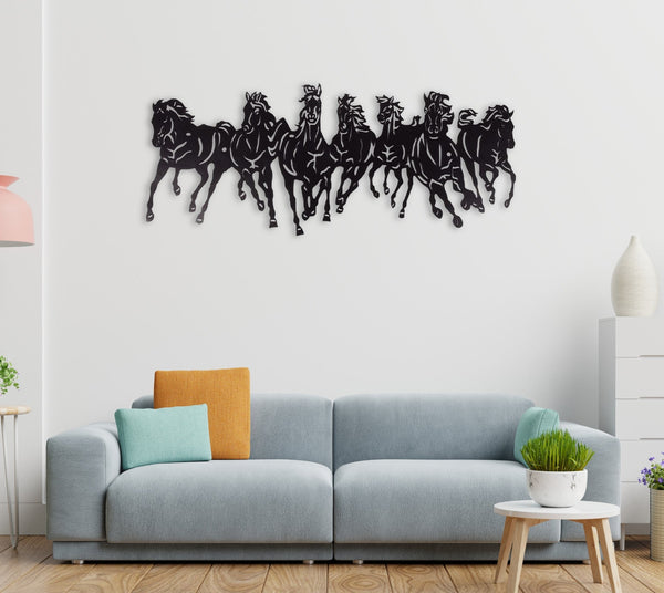 7 HORSE RUNNING METAL WALL ART