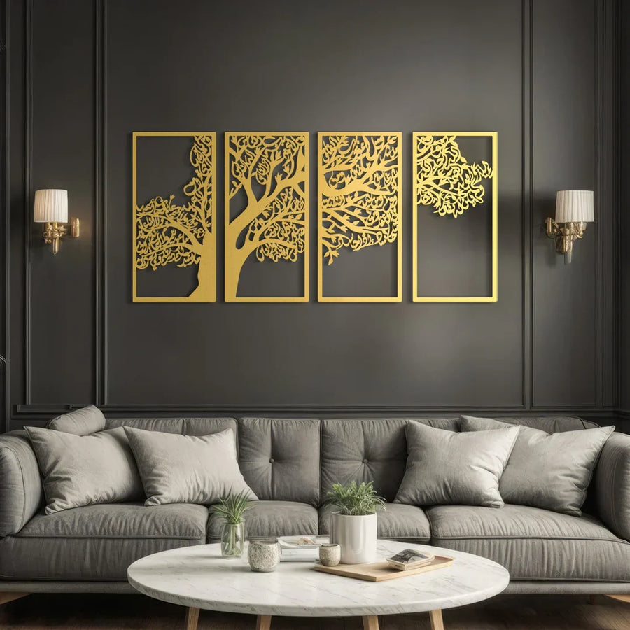 Acrylic Tree of Surahs (4 Quls) Islamic Wall Art Set of 4