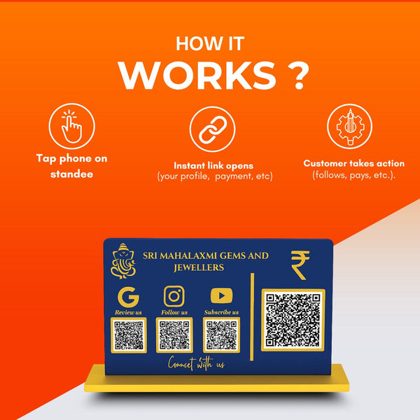 3-in-1 Blue Colour QR Standee with Payment QR