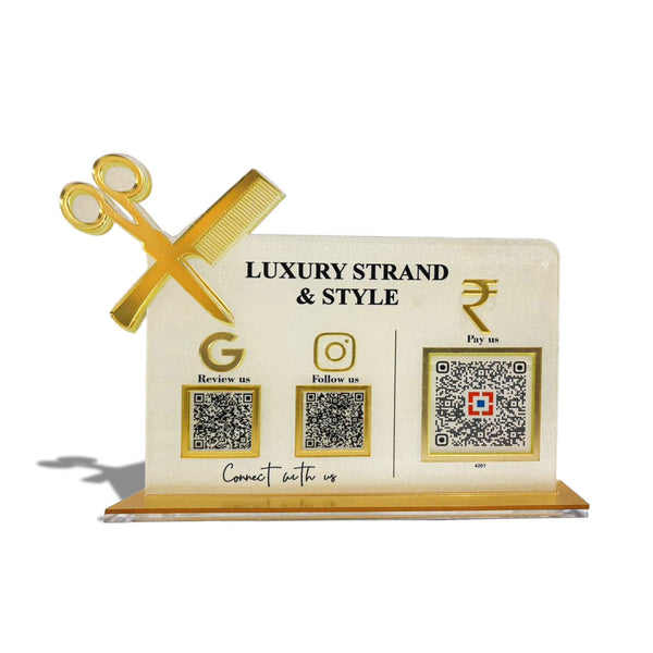 3 QR Frosted Salon Shape Standee