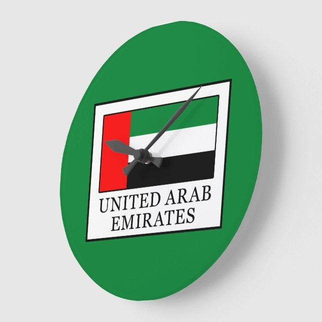 UAE Flag Green Round Wall Clock | National Day Wall Decor