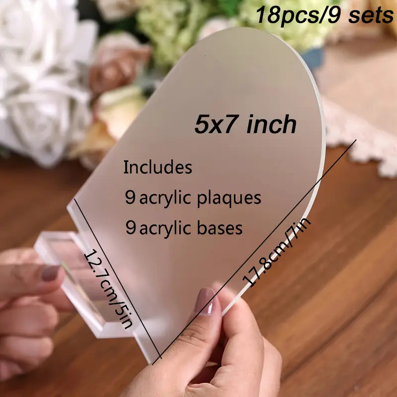 Frosted Acrylic Arched Table Plaques with Bases