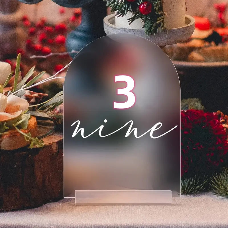 Frosted Acrylic Arched Table Plaques with Bases