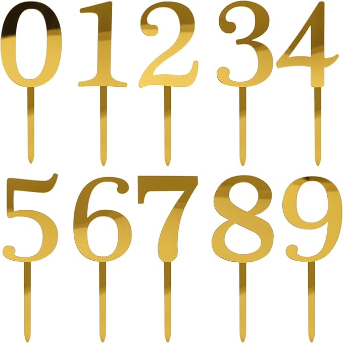 0-9 Number For Cake Topper, Shiny Acrylic Number Cake Toppers Cake Decorations Birthday