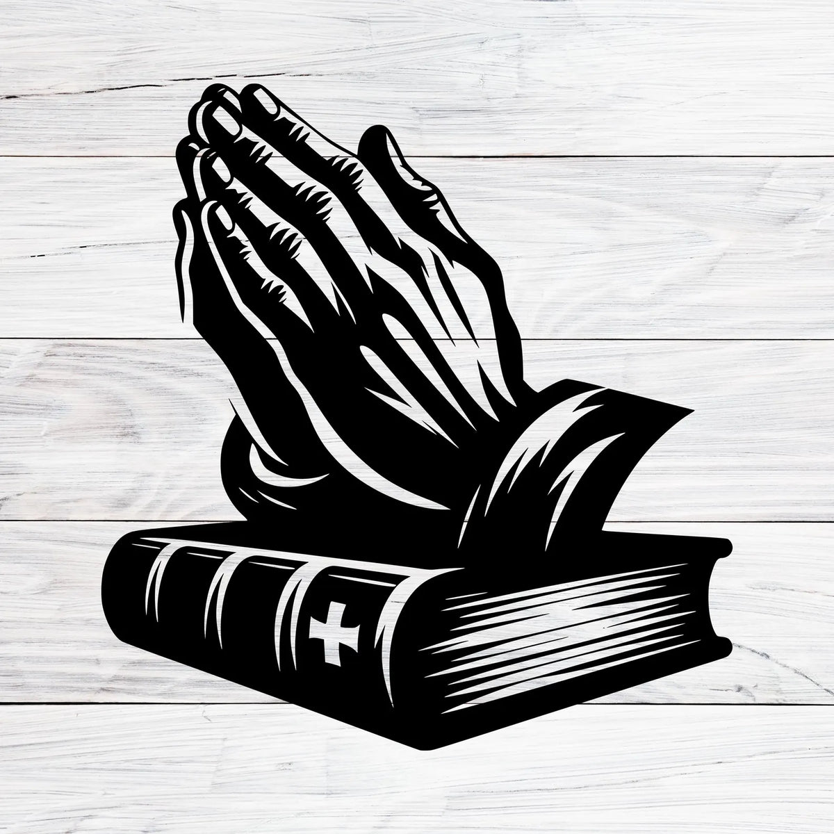 Christian Praying Hands with Bible – Christmas & Baptism – For Church & Home Decal
