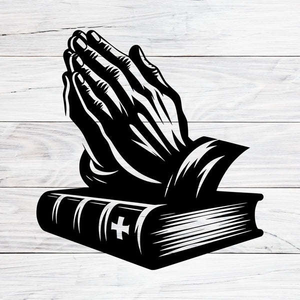 Christian Praying Hands with Bible – Christmas & Baptism – For Church & Home Decal
