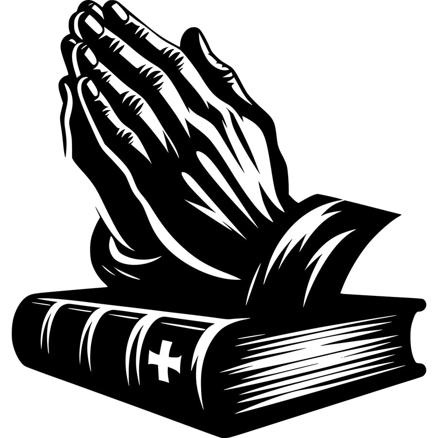 Christian Praying Hands with Bible – Christmas & Baptism – For Church & Home Decal
