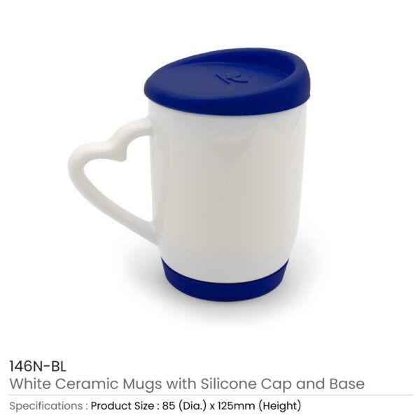 White Ceramic Mug with Silicone Lid & Base