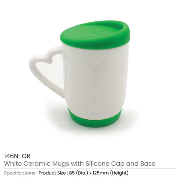White Ceramic Mug with Silicone Lid & Base