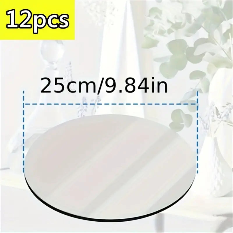 Circular Acrylic Mirror Trays | 12 PCS