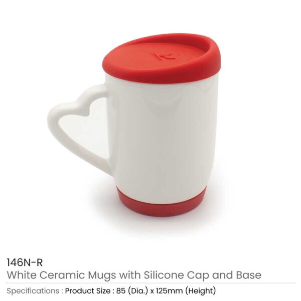White Ceramic Mug with Silicone Lid & Base