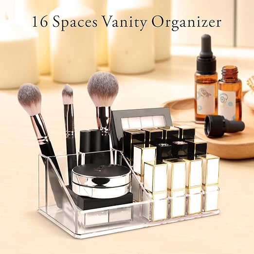 Makeup Organizer Lipsticks Organizer,Acrylic Cosmetic Storage with 16 Slots,Cosmetic