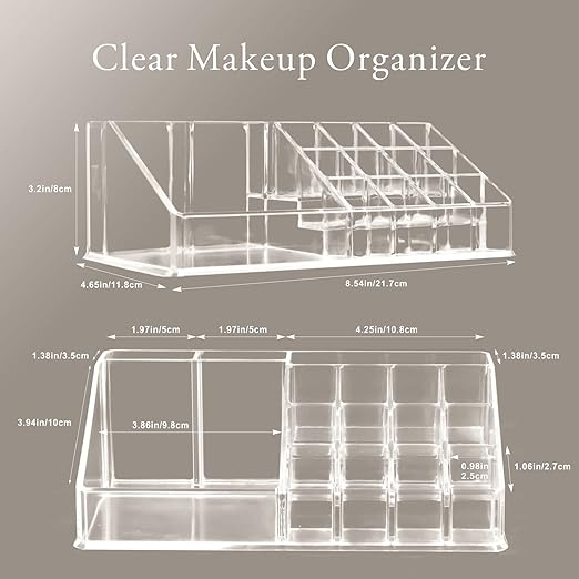 Makeup Organizer Lipsticks Organizer,Acrylic Cosmetic Storage with 16 Slots,Cosmetic