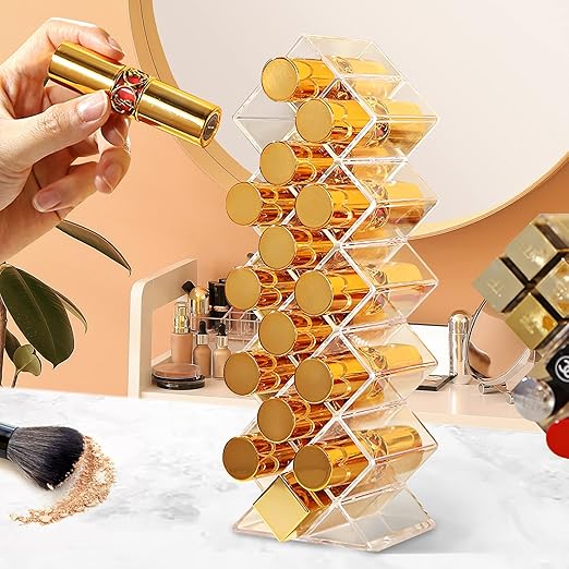 Fish Shape Lipstick Holder Organizer Tower, 16 Spaces Acrylic Lipsticks Organizers