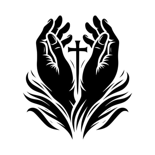 Jesus Cross with Praying Hands – Christmas & Baptism – For Church or Home