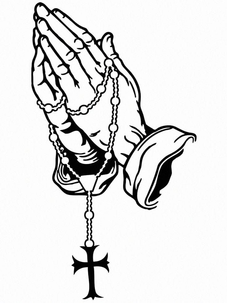 Jesus Praying Hands with Cross – Christmas & Baptism – For Church or Home