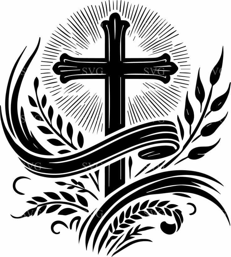 Jesus Cross & Flowers – Christmas & Baptism – For Church or Home