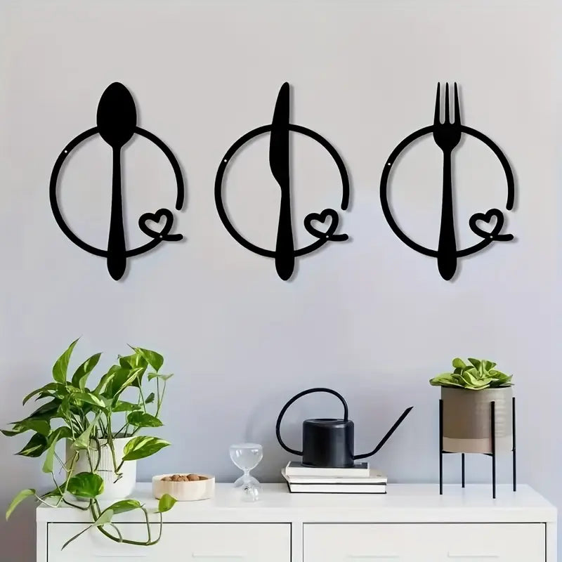 Spoon, Knife and Fork With heart – Beautiful Kitchen Wall Decal – for Gifting