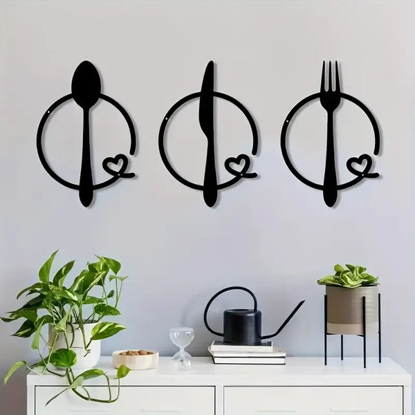 Spoon, Knife and Fork With heart – Beautiful Kitchen Wall Decal – for Gifting